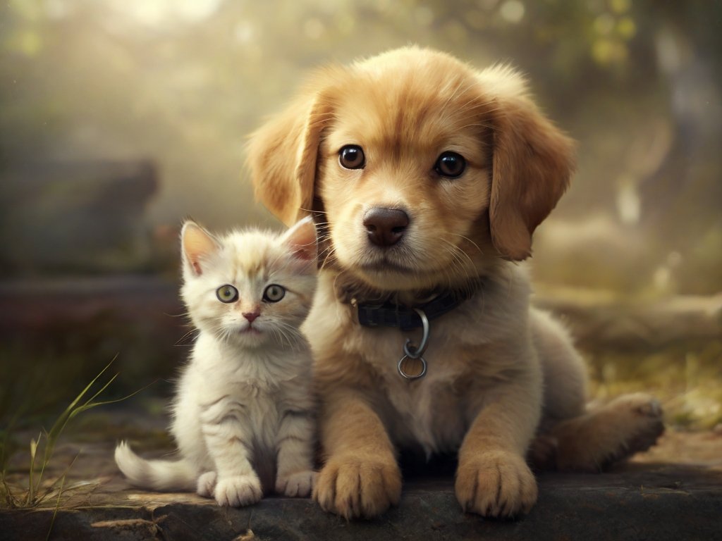 cachorro e gatos juntos