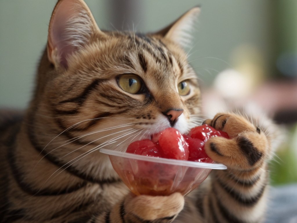 gato comendo gelatina