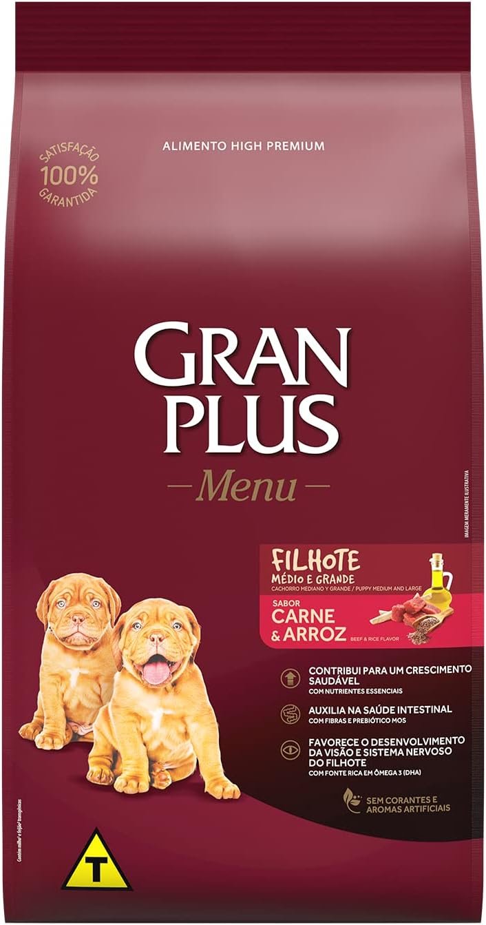 Granplus Ração Para Cães Filhotes Gran Plus Menu Carne E Arroz